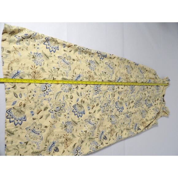 Vintage Requirements Linen Midi Dress Medium Yellow Floral Cottage Core Fairy Y2 - Picture 4 of 13